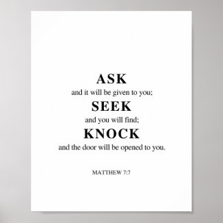Poster Mateus 7:7 Pergunte Knock