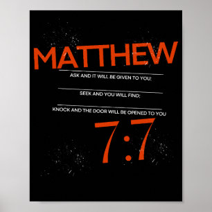 Poster Mateus 7:7 Pergunte, Procure, Bata Arte Escritural