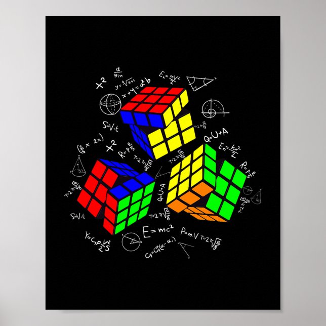 Poster Math Lover Cuber Speed Cortando Quebra-cabeça Engr (Frente)