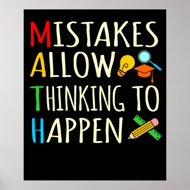 Poster Math Student Mistakes Mathematics Maths Teacher (Frente)