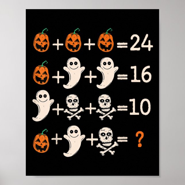 Poster Math Teacher Halloween Algebra Operation Mathemati (Frente)