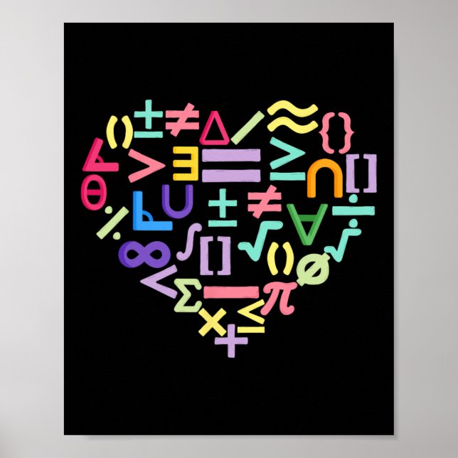 Poster Mathematics Symbols Heart Fun Valentines Day Math  (Frente)