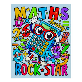 Pôster Maths Rock Star Poster for Kids UK Classroom