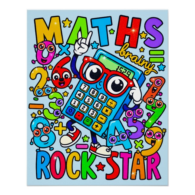 Pôster Maths Rock Star Poster for Kids UK Classroom (Frente)