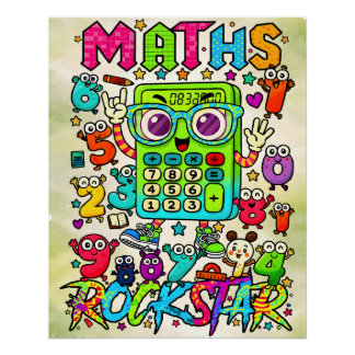 Pôster Maths Rockstar Cute Calculator Design
