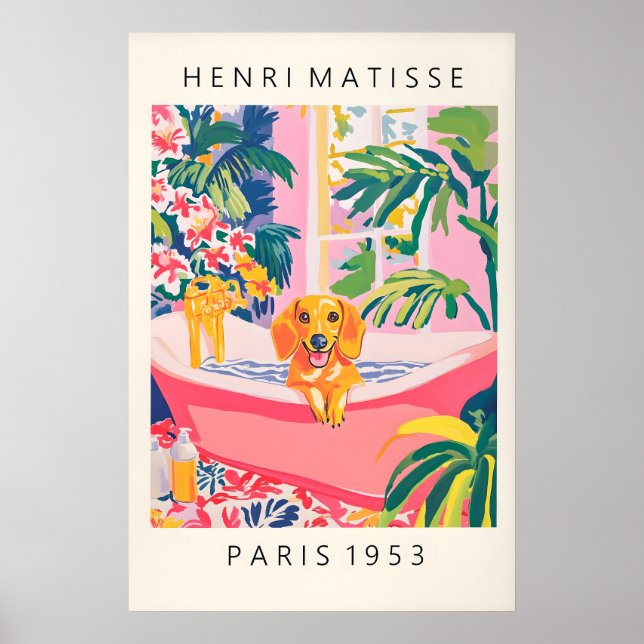 Poster Matisse Dachshund Art Print Funny Bathroom (Frente)