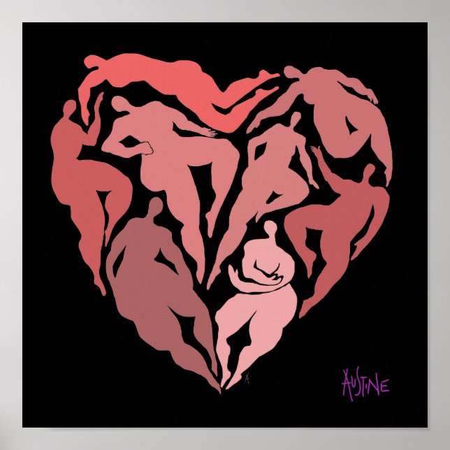 Poster Matisse inspirou figuras em forma de coração (Frente)