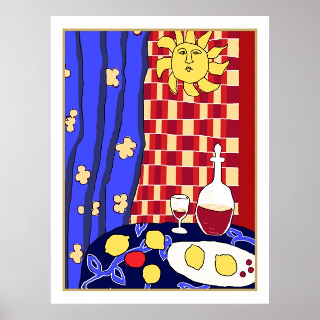 Poster Matisse Inspirou Vermelho Azul, Molho Estático, Li (Frente)