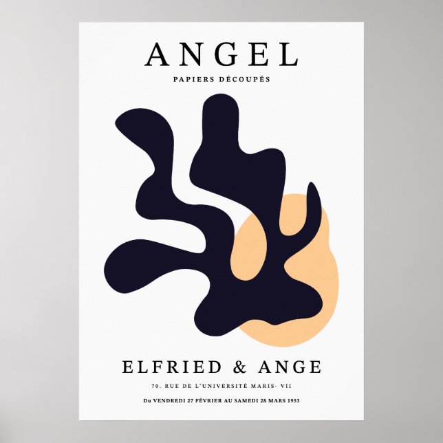 Poster Matisse Leaf Abstract Organic Art Print Navy (Frente)