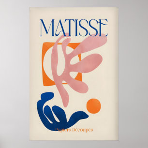 Poster Matisse Papiers Découpés Rosa Azul Arte Abstrato