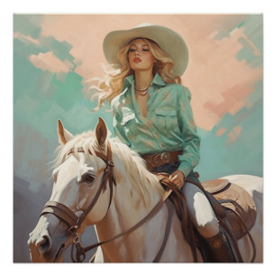 Pôster Matizes da Harmonia: Arte de Muro de Cowgirl