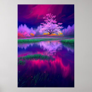 Poster Matizes roxos girando no campo em Dusk