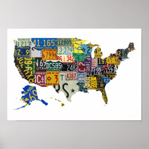 Poster Matrículas dos EUA - todos os estados