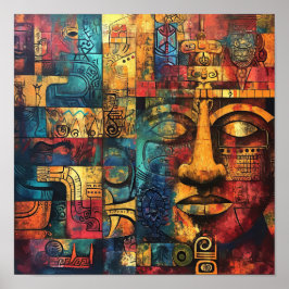 Poster Matriz Mayan: Ecos Geométricos