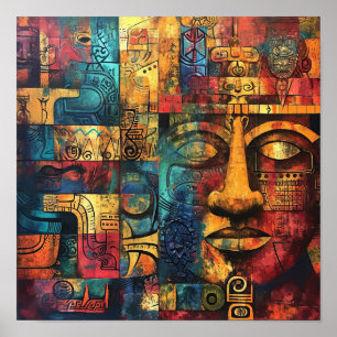 Poster Matriz Mayan: Ecos Geométricos