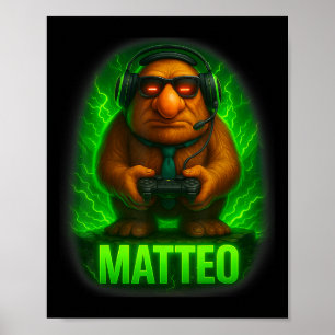 Poster Matteo Meme Cérebro Italiano Podre Goblin Gravata