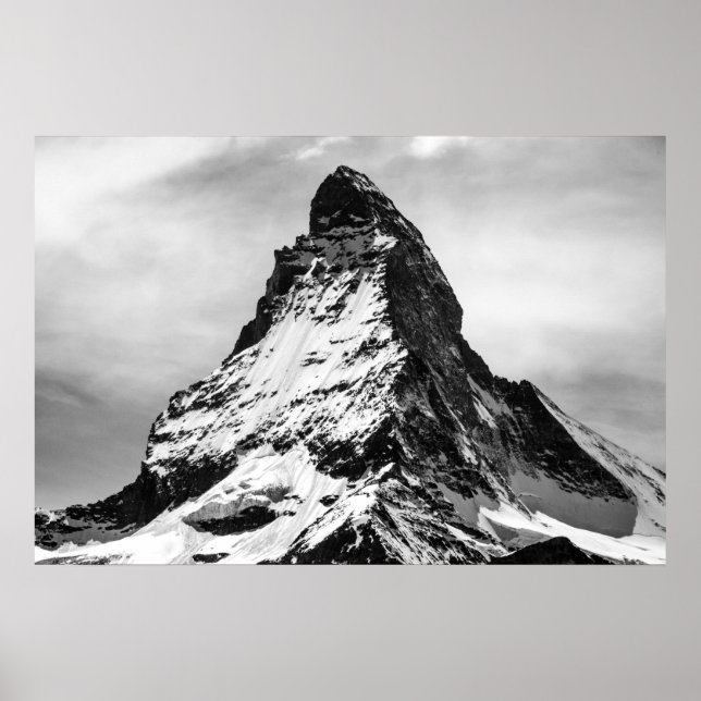 Poster Matterhorn, Alpes a preto e branco (Frente)