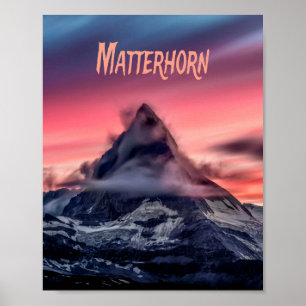 Poster Matterhorn Mountain Europe Alpes Suiça Itália