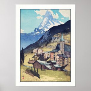 Poster Matterhorn, Zermatt Suiça de Arte de Vintagem