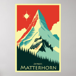 Poster Matterhorn, Zermatt,Suiça,Poster de Esqui