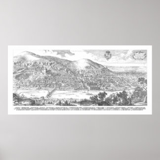 Poster Matthäus Merian: Heidelberg-Panorama von 1620