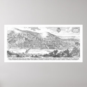 Poster Matthäus Merian: panorama de de Heidelberg de 162