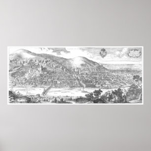 Poster Matthäus Merian: panorama de de Heidelberg de 1620