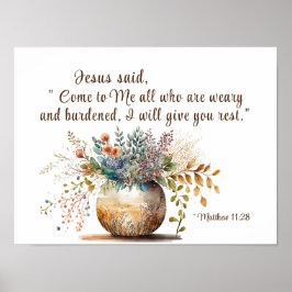 Poster Matthew 11:28 Jesus disse, venha a mim Bíblia Vers