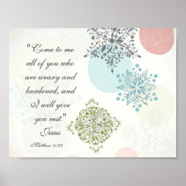 Pôster Matthew 11:28 Venha até mim todos que estão cansad