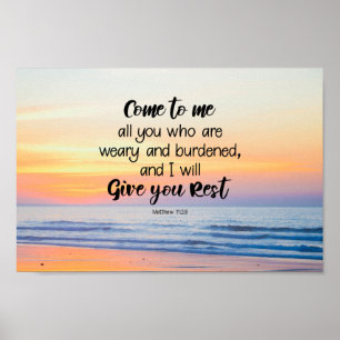 Poster Matthew 11:28 Venha até mim todos que são Bíbli
