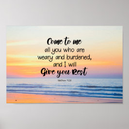 Poster Matthew 11:28 Venha até mim todos que são Bíblias 