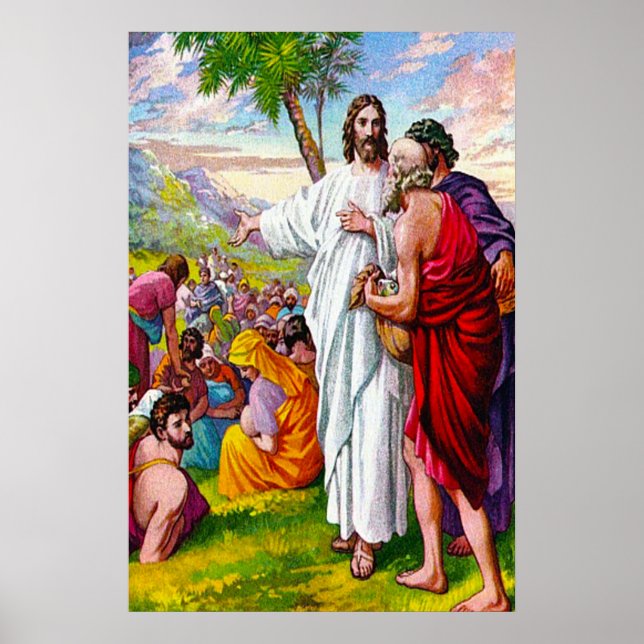 Poster Matthew 14:13-21 Jesus alimenta 5000 homens (Frente)