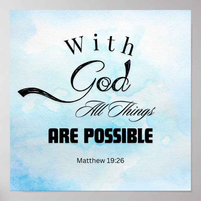 Poster Matthew 19:26 Design de Tipografia (Frente)