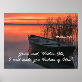 Poster Matthew 4:19 Fishers of Men Christian Bíblia Verse