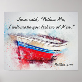 Poster Matthew 4:19 Jesus disse Siga-me Bíblia Verse