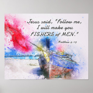 Poster Matthew 4:19 Jesus disse, siga-me Bíblia Verse