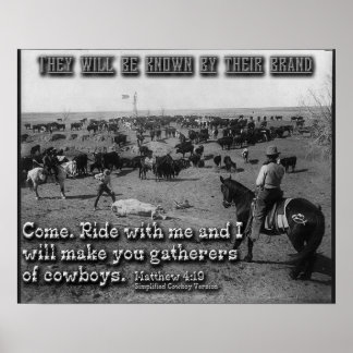 Poster Matthew 4:19 Simplified Cowboy Version