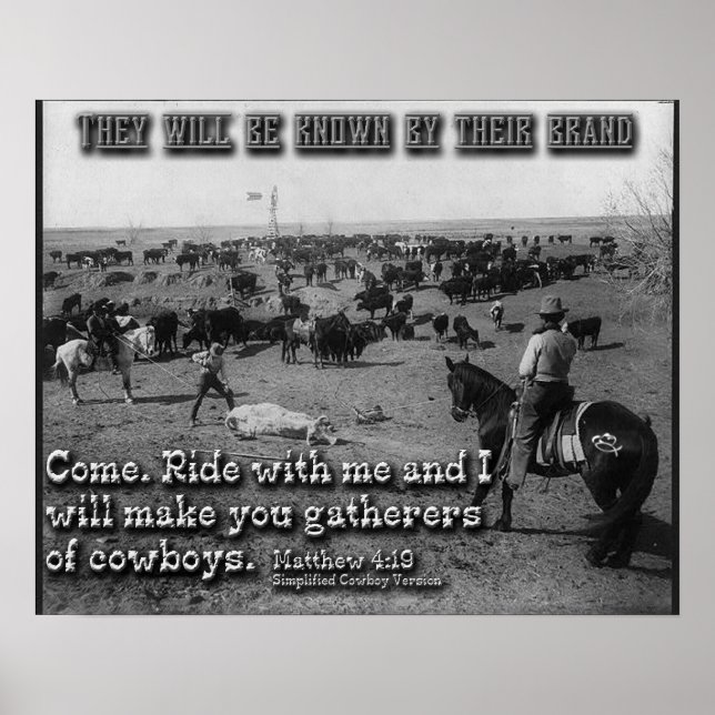 Poster Matthew 4:19 Simplified Cowboy Version (Frente)