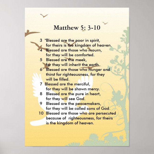 Poster Matthew 5 3-10 Sermão de Jesus (Frente)