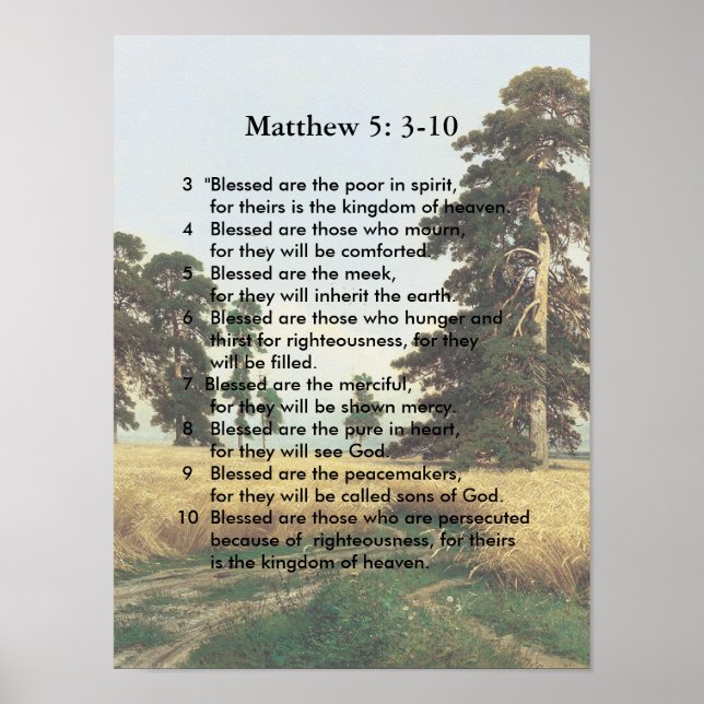 Poster Matthew 5 3-10 Sermão de Jesus (Frente)