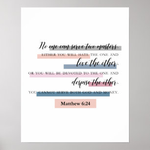 Poster matthew 6:24 bíblia cristã verso decoração