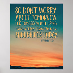Poster Matthew 6:34 Sunset