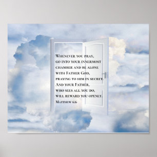 Poster Matthew 6:6 Quando você reza Bíblia cristã Verso