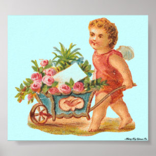 PÔSTER MATTO NA CANVAS VICTORIANA ERA CUPID E CARTÃO DE 