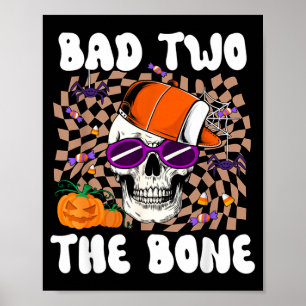 Poster Mau até os Ossos Crânio Esqueleto Divertido Hallow