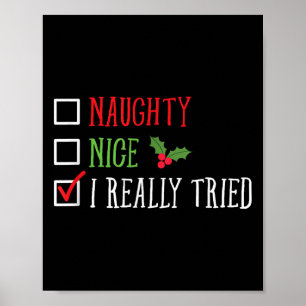 Poster Mau Bom Eu Realmente Tentei Lista de Natal Engraça