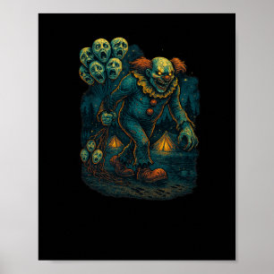 Poster Mau Creepy Clowy Com Gritante Lloons Assolados Gr