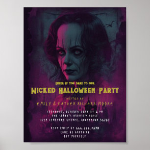 Poster Mau de Halloween - Convite de festas de palhaço