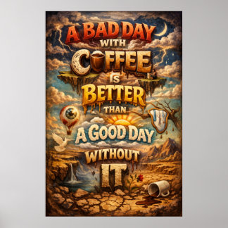 Poster Mau Dia Com Café é Melhor Arte Fantástica Surreali