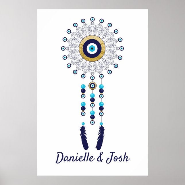 Poster Mau Nazar - Olho Mandala - Sonho Catcher de Azul D (Frente)